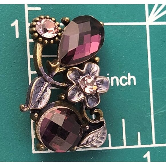 Faceted Crystal Floral Leaf Top Embellishment Slider Beads Bronze Rectangle Flow - Picture 3 of 5